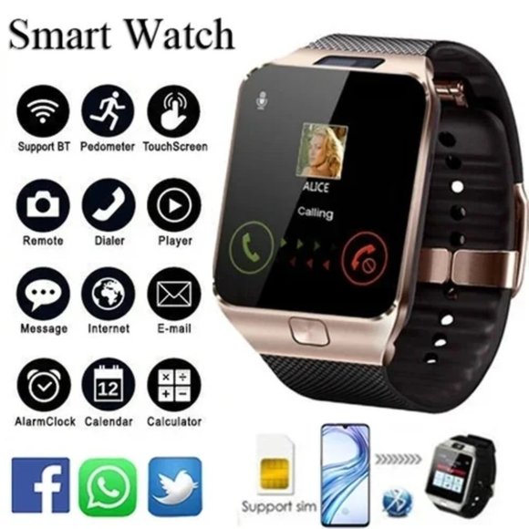 SmartWatch w/HD Cam; SIM+Mem Card Slot 4 SmartPhon - Picture 1 of 4